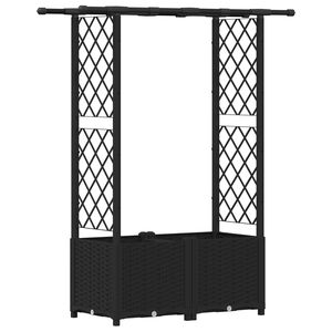 vidaXL Lit &Eacute;lev&eacute; avec Treillis et Toit Noir 124,5 x 40 x 136 cm PP