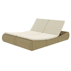 vidaXL Chaise longue d'ext&eacute;rieur R&eacute;sine tress&eacute;e Beige