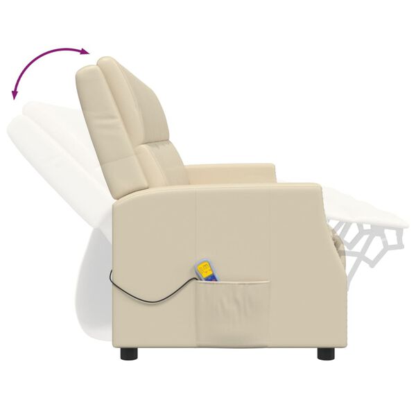 vidaXL Fauteuil de massage inclinable 4 places crème similicuir