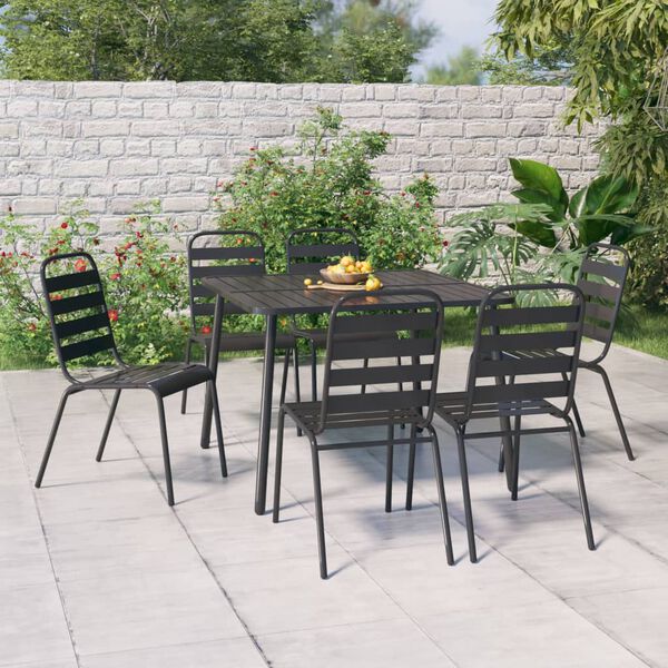 vidaXL Ensemble &agrave; manger de jardin 7 pcs anthracite acier