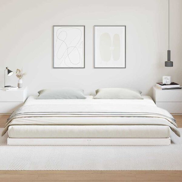 vidaXL Cadre de lit surélevé Blanc 213.5 x 104 x 9 cm Pin massif