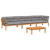 vidaXL Salon palette de jardin avec coussins 4pcs bois d'acacia massif