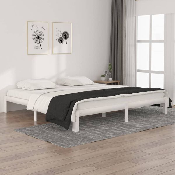 vidaXL Cadre de lit sans matelas blanc bois massif de pin 200x200 cm