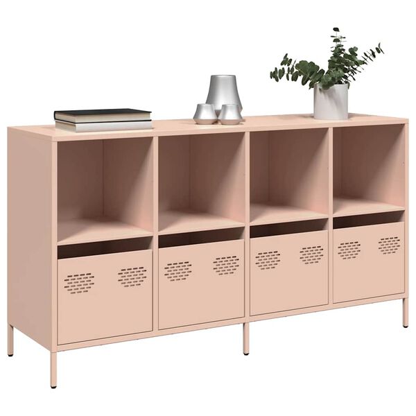 vidaXL Buffet rose 135x39x73,5 cm acier lamin&eacute; &agrave; froid