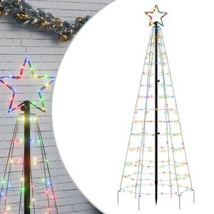 vidaXL Sapin de Noël à LED avec piquets 220 LED colorées 180 cm