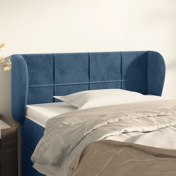 vidaXL Tête de lit avec oreilles Bleu foncé 93x23x78/88 cm Velours