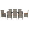 vidaXL Ensemble de salle &agrave; manger pour jardin avec coussin 9 pcs Gris