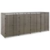 vidaXL Abri pour poubelle quadruple Gris 274x80x117 cm R&eacute;sine tress&eacute;e