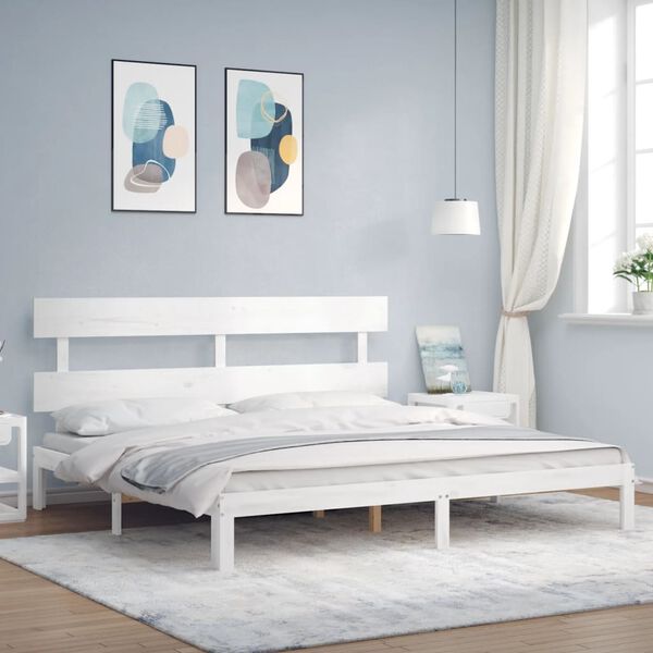vidaXL Cadre de lit sans matelas blanc bois massif de pin
