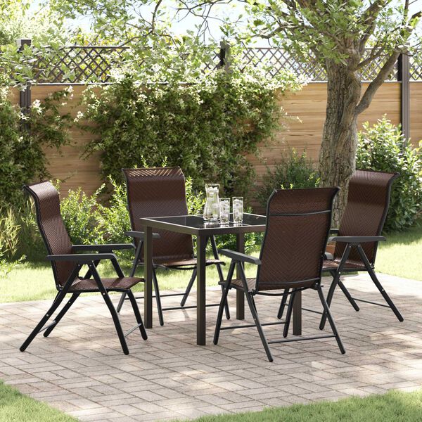 vidaXL Ensemble de salle à manger pour jardin 5 pcs Marron Poly rotin