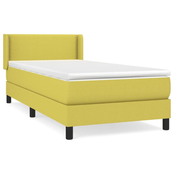vidaXL Sommier &agrave; lattes de lit avec matelas Vert 100x200 cm Tissu