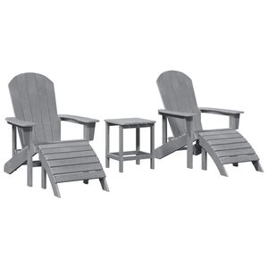 vidaXL Chaise de jardin 3 pc Gris clair Poly&eacute;thyl&egrave;ne