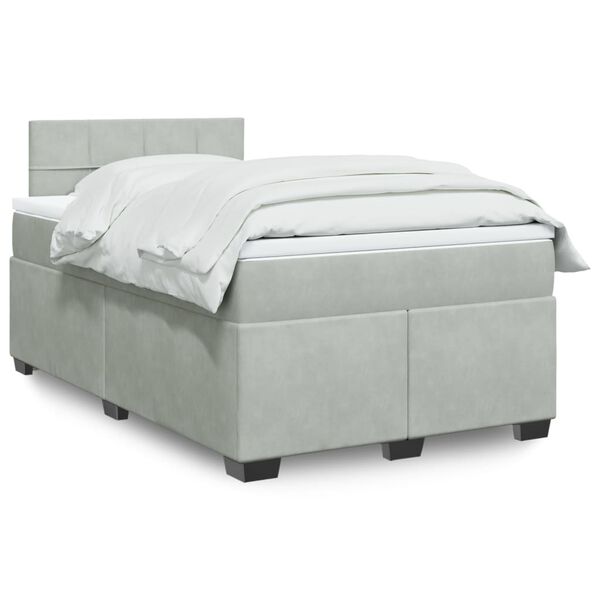 vidaXL Sommier &agrave; lattes de lit et matelas Gris clair 120x200cm Velours
