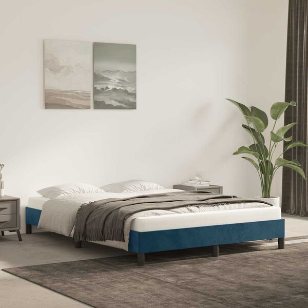 vidaXL Cadre de lit sans matelas bleu fonc&eacute; 140x200 cm velours