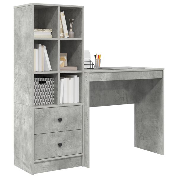 vidaXL Bureau avec tiroir 2 pcs Gris b&eacute;ton