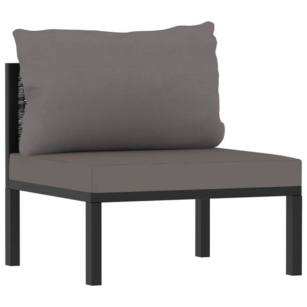 vidaXL Canap&eacute; central sectionnel et coussin R&eacute;sine tress&eacute;e Anthracite