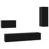 vidaXL Meuble TV mural 4 pc Ch&ecirc;ne noir Bois d'ing&eacute;nierie