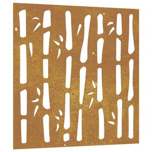 vidaXL D&eacute;coration murale jardin 55x55 cm acier corten design bambou