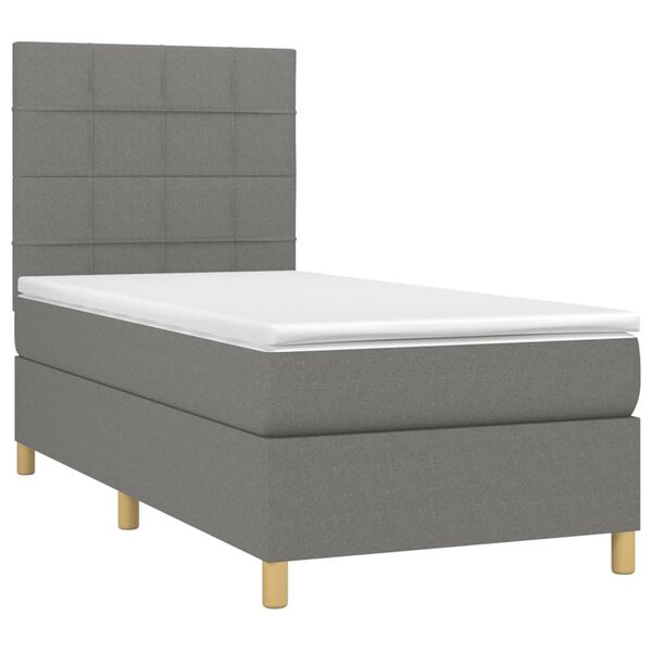vidaXL Sommier &agrave; lattes de lit avec matelas Gris fonc&eacute; 80x200 cm Tissu