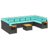 vidaXL Salon de jardin 11 pcs avec coussins noir r&eacute;sine tress&eacute;e