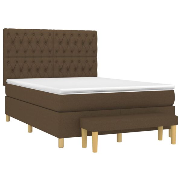 vidaXL Sommier &agrave; lattes de lit avec matelas Marron fonc&eacute; 140x200 cm