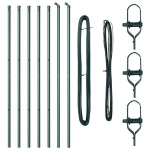 vidaXL Poteau de cl&ocirc;ture. 7 pcs Vert Acier