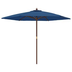 vidaXL Parasol de jardin avec m&acirc;t en bois bleu azur&eacute; 299x240 cm