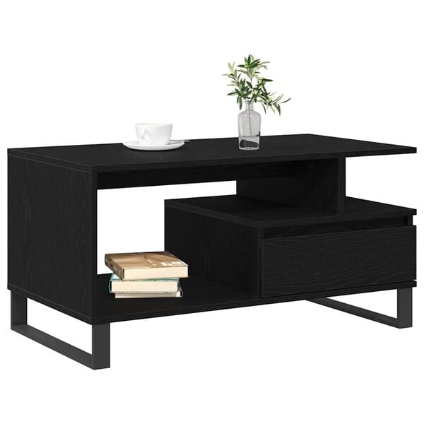 vidaXL Table basse Ch&ecirc;ne noir 90 x 49 x 45 cm Bois d'ing&eacute;nierie