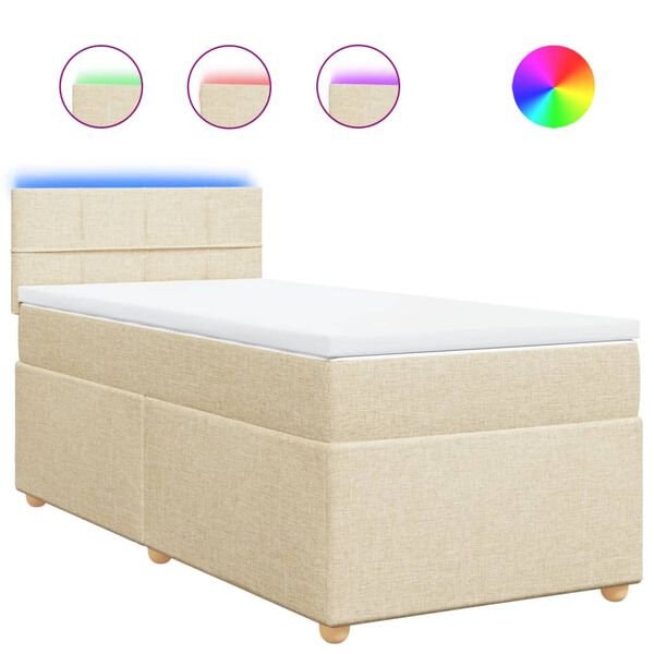 vidaXL Sommier &agrave; lattes de lit avec matelas Cr&egrave;me 80x200 cm Tissu