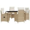 vidaXL Ensemble de repas ext&eacute;rieur 5 pc Beige et blanc cr&egrave;me polyrotin