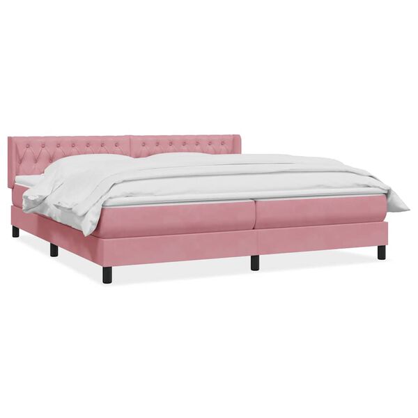 vidaXL Sommier &agrave; lattes de lit avec matelas rose 180x210 cm velours