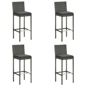 vidaXL Tabourets de bar de jardin et coussins lot de 4 r&eacute;sine tress&eacute;e