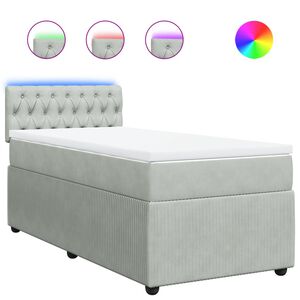 vidaXL Sommier &agrave; lattes de lit et matelas Gris clair 100x200cm Velours