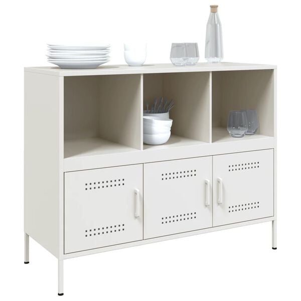 vidaXL Buffet blanc 100,5x39x79 cm acier