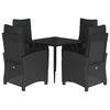 vidaXL Ensemble &agrave; manger de jardin coussins 5pcs Noir R&eacute;sine tress&eacute;e