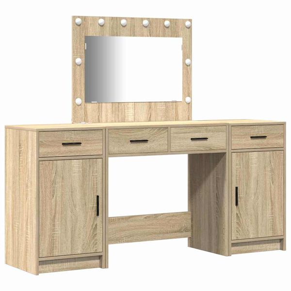 vidaXL Table de Toilette avec tiroir 3 pcs Marron Bois d'ingénierie