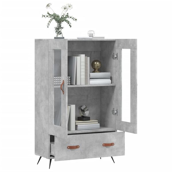 vidaXL Buffet haut gris b&eacute;ton 69,5x31x115 cm bois d'ing&eacute;nierie