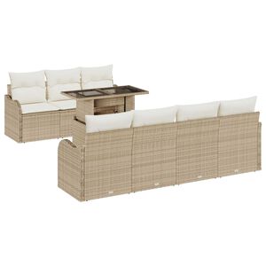 vidaXL Ensemble de canap&eacute; de jardin 8 pcs Beige Poly rotin