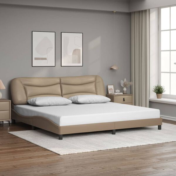 vidaXL Cadre de lit avec LED sans matelas Hvar cappuccino 200x200 cm