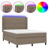 vidaXL Sommier &agrave; lattes de lit matelas et LED Taupe 140x200 cm Tissu