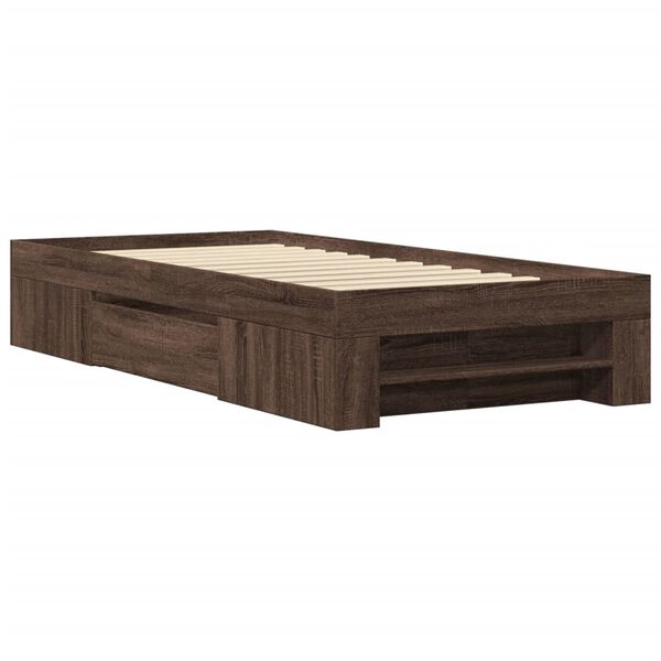 vidaXL Cadre de lit sans matelas ch&ecirc;ne marron 90x200cm bois ing&eacute;nierie
