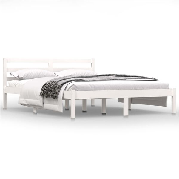 vidaXL Cadre de lit sans matelas bois de pin massif 140x190 cm blanc