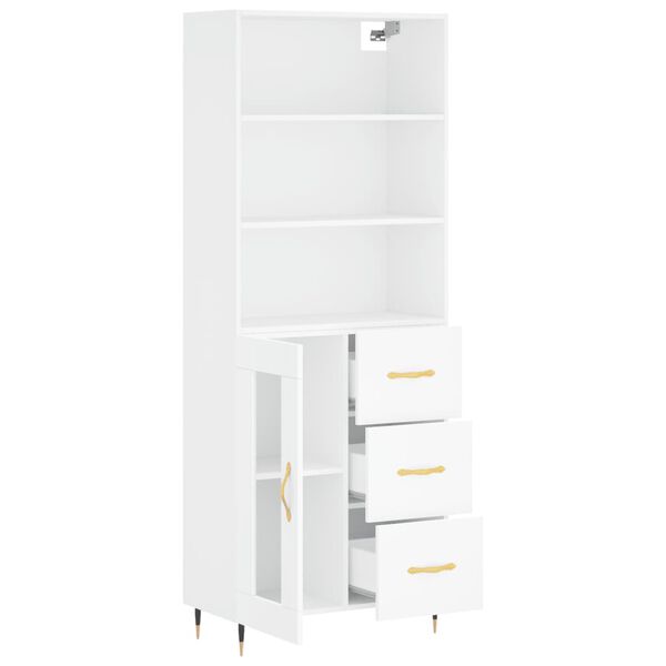 vidaXL Buffet haut Blanc 69,5x34x180 cm Bois d'ing&eacute;nierie