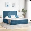vidaXL Lit de Rangement avec matelas Bleu fonc&eacute; 200 x 200 cm Velours