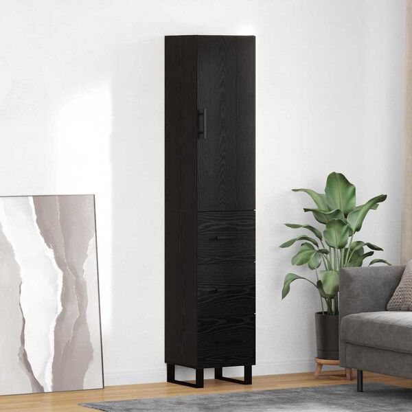 vidaXL Haut Armoire Ch&ecirc;ne noir 34,5 x 34 x 180 cm Bois d'ing&eacute;nierie