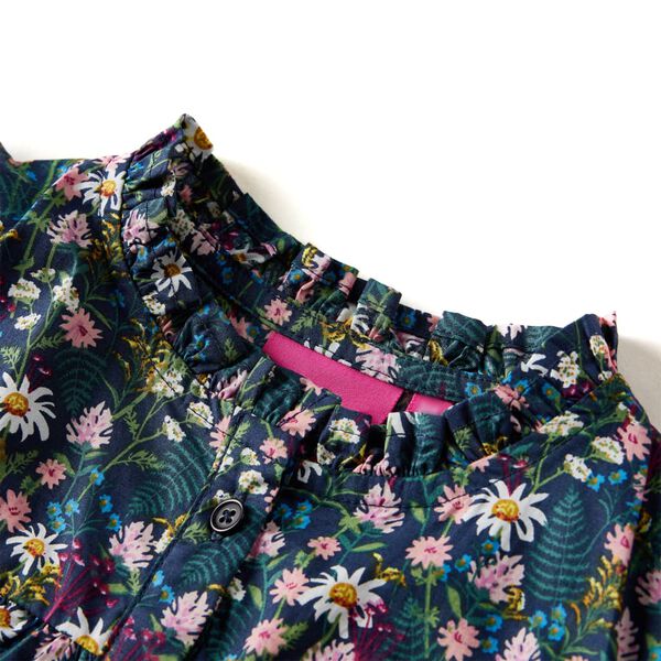 Robe pour enfants à manches longues bleu foncé 116