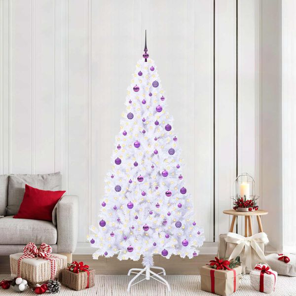 vidaXL Sapin de No&euml;l artificiel avec 300 LED Blanc 210 cm PVC et Acier