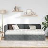 vidaXL Cadre de lit d'angle avec matelas Gris fonc&eacute; 90 x 200 cm tissu