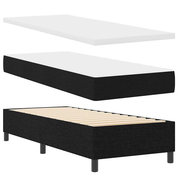 vidaXL Lit &agrave; ressorts avec matelas Noir 80 x 200 cm tissu
