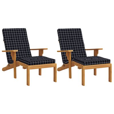 vidaXL Coussins de chaise longue lot de 2 noir motif à carreaux